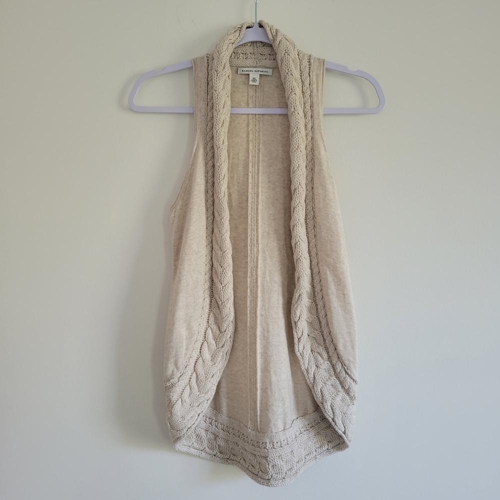 Banana Republic Cable Open Front 100% Cotton‎ Vest Size XS
